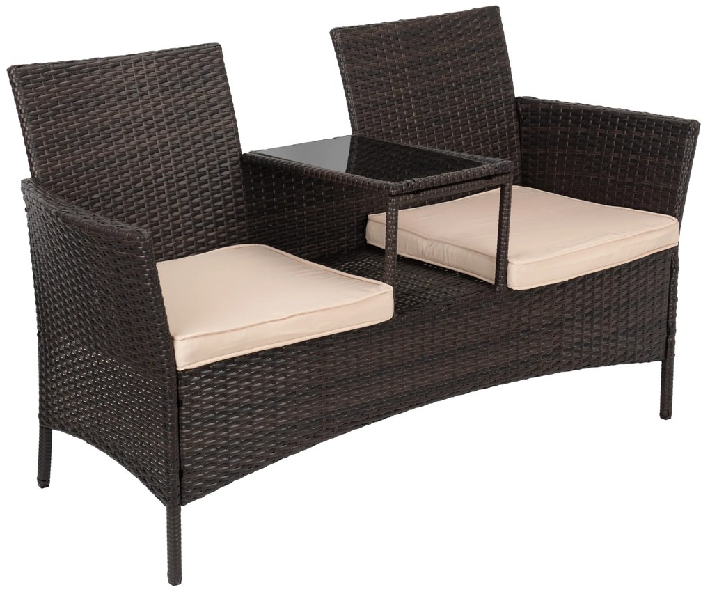 Záhradná lavica z technoratanu CORDOBA hnedá