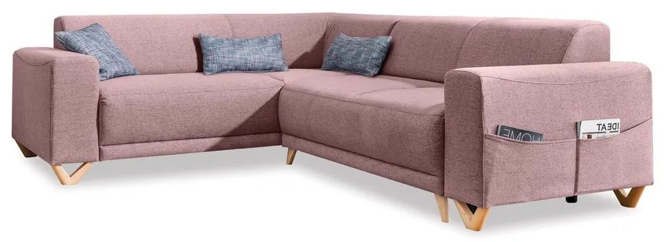 Ružová rozkladacia/s úložným priestorom rohová pohovka (ľavý roh/do L) Classy Sophie – Miuform