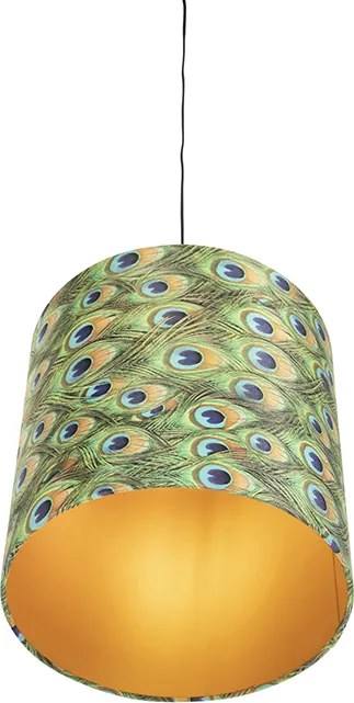 Závesné svietidlo s tienidlom z zamatu Peacock so zlatom 40 cm - Combi