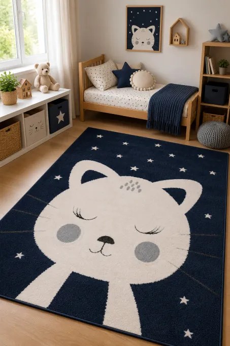Koberec SKANDI KIDS A1096A modrý / krémový