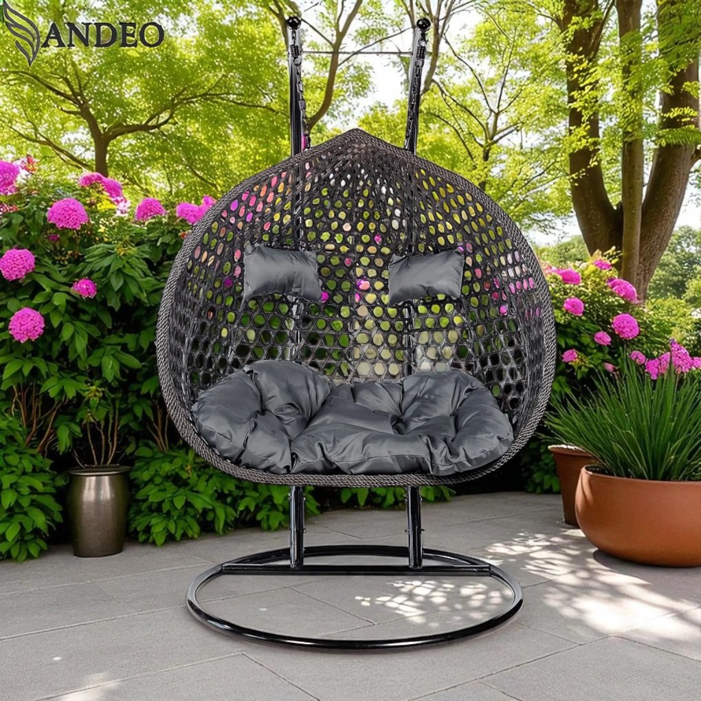 Závesné hojdacie dvojkreslo VULCANO EXTRA, nosnosť 250 kg - sivé