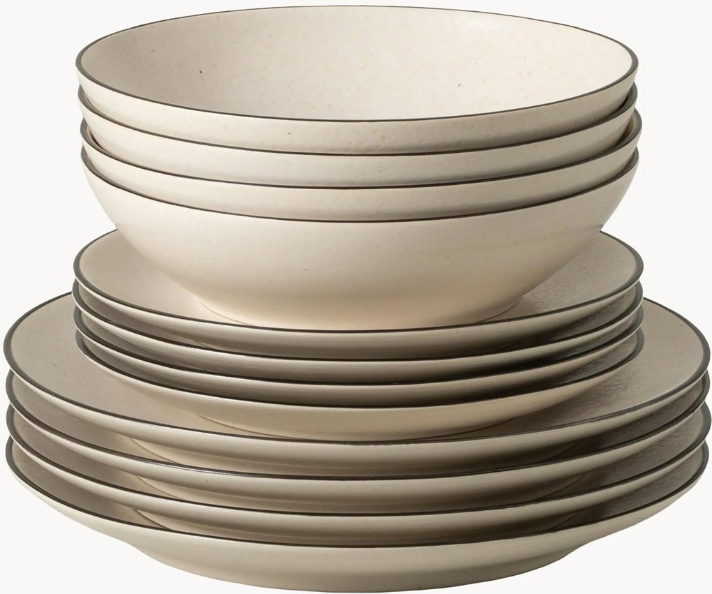 Súprava riadu's hlbokými taniermi Augusta, 12 ks