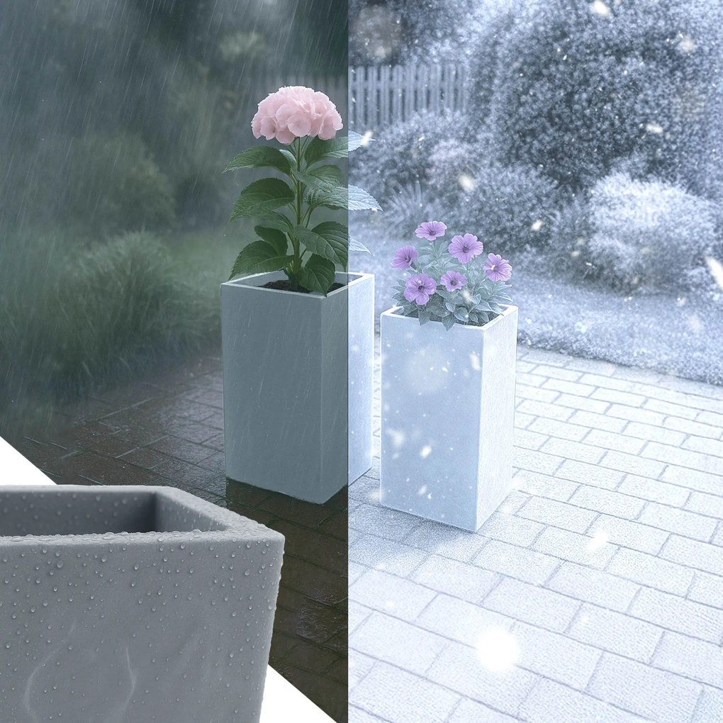 Sada 2 ks kvetináčov 3 square - sivá