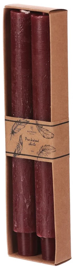 Súprava kónických sviečok, červená, 2 ks, parafín