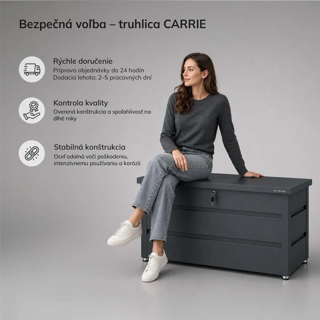 Veľký záhradný a balkónový box antracitový: CARRIE 1190 x 520 x 587 mm