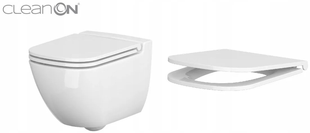 Cersanit Caspia, závesná wc misa + antibakteriálne sedátko z duroplastu SET 741, biela, K701-103