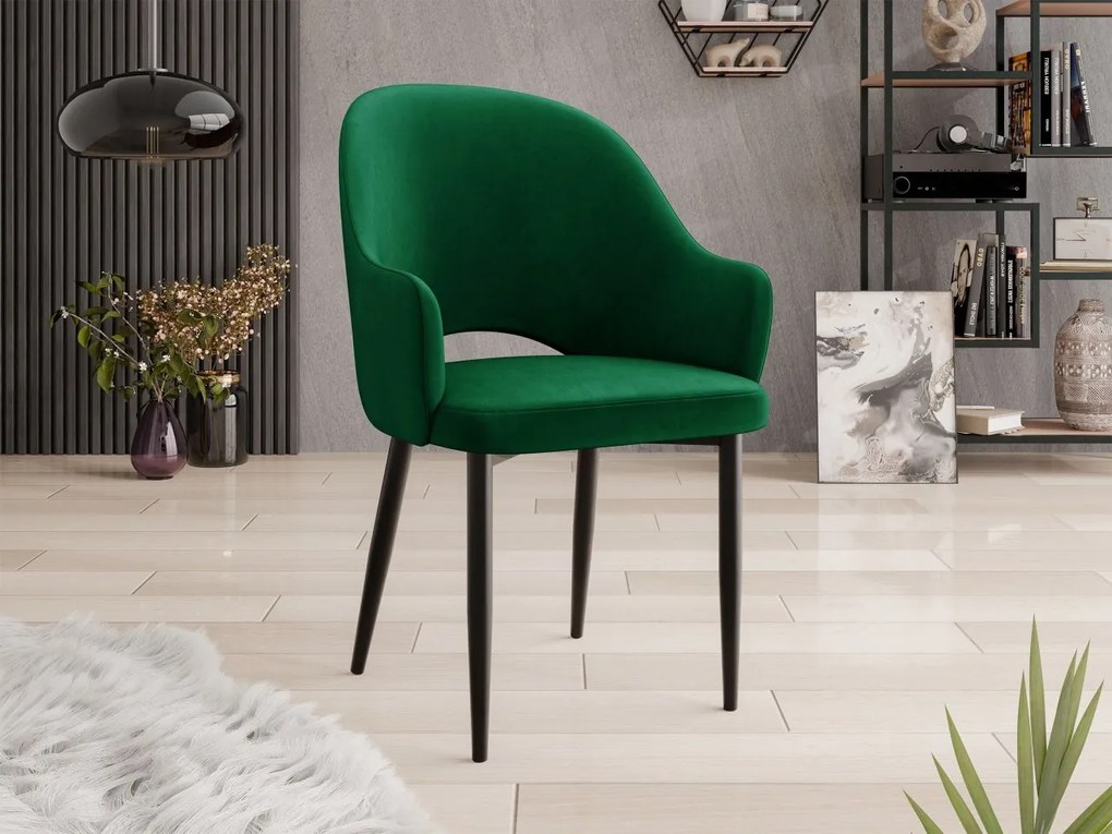 Čalúnená jedálenská stolička Dazja, Dostupné poťahy: Magic Velvet 2216, Farby: čierna