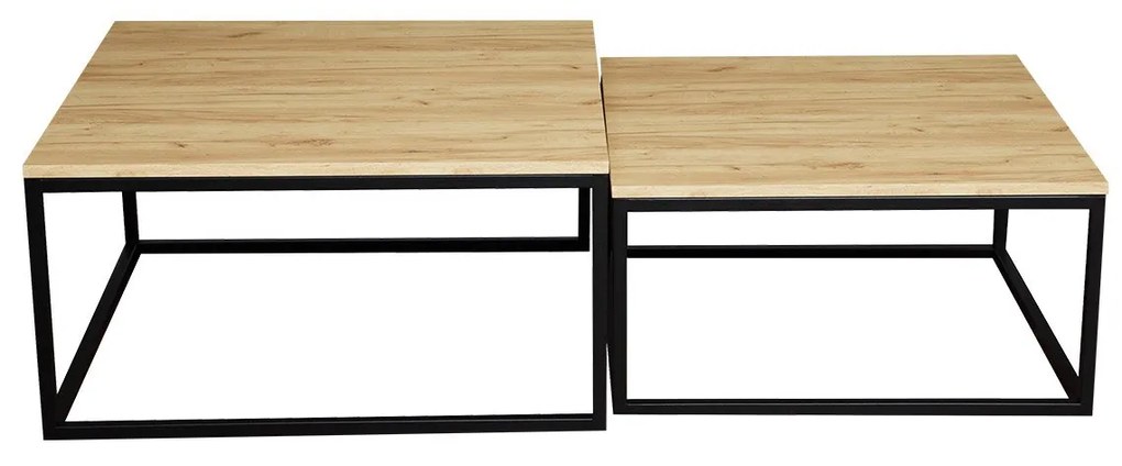 Zostava 2 konferenčných stolíkov Mirlik, Farba: Čierna/Dub craft zlatý