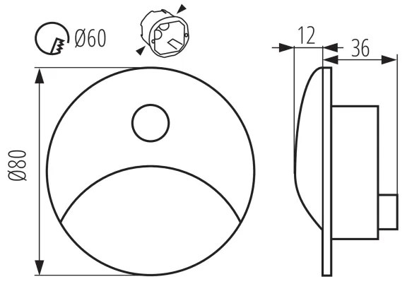 Kanlux 39125 - LED schodové svietidlo EXIN so senzorom, 2,5W/230V, 3000K, IP65, antracitové, guľaté