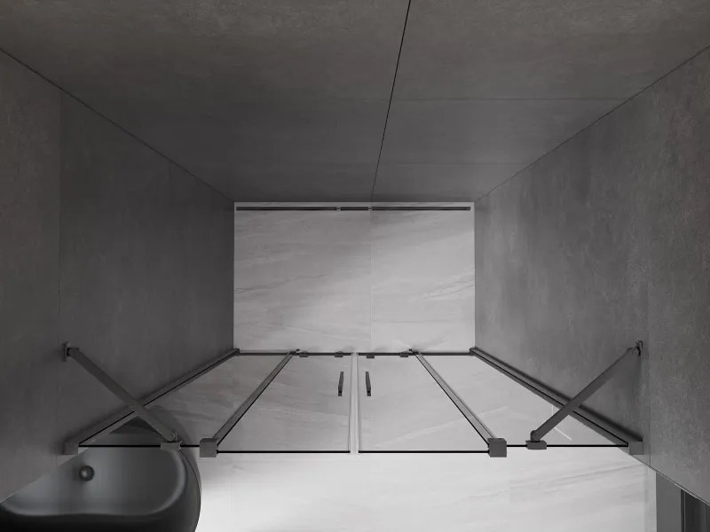 Mexen Velar Duo, posuvné sprchové dvere do otvoru 160 cm, 8mm šedé sklo, grafit brúsený, 871-160-000-42-66
