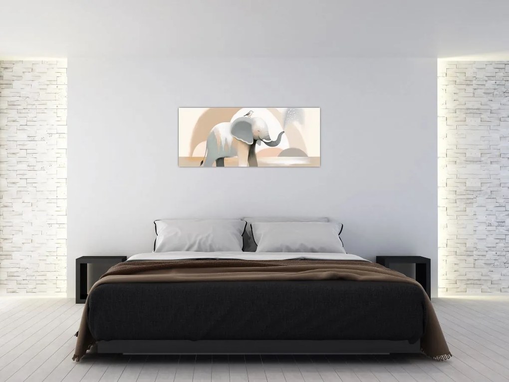 Obraz - Slon v pastelových farbách (120x50 cm)