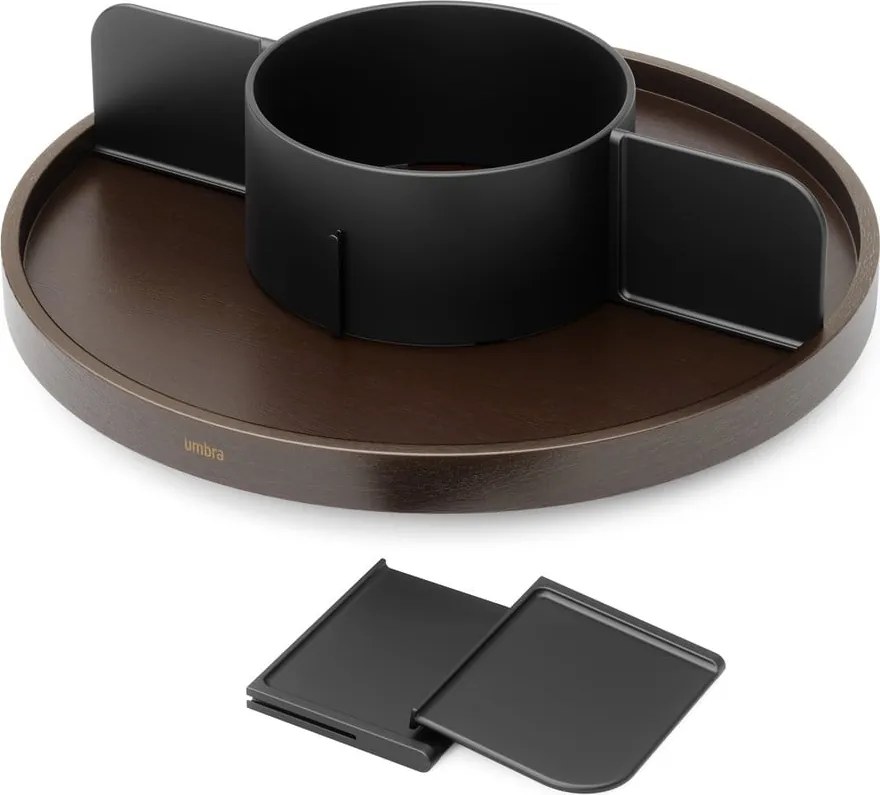 Otočný čierny drevený kúpeľňový organizér na kozmetiku Bellwood – Umbra