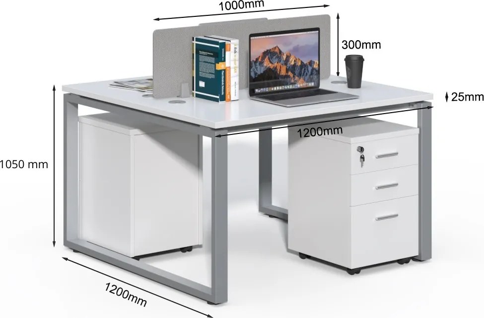 Kancelárska zostava 2 osoby Houseland Prime Max 01 120 cm biela