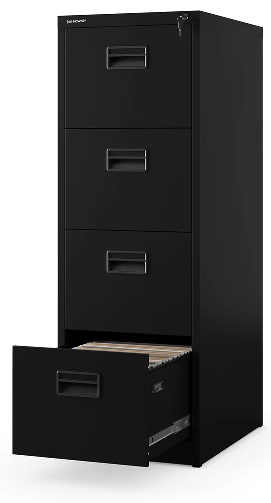 Kovová kartotéka, 4 zásuvky SARA V4, 460 x 1320 x 620 mm, čierna