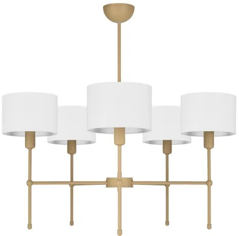 Luster na tyči MADELA 5xE14/40W/230V biela/béžová
