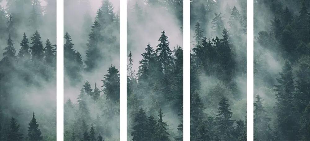 5-dielny obraz hory v hmle - 100x50