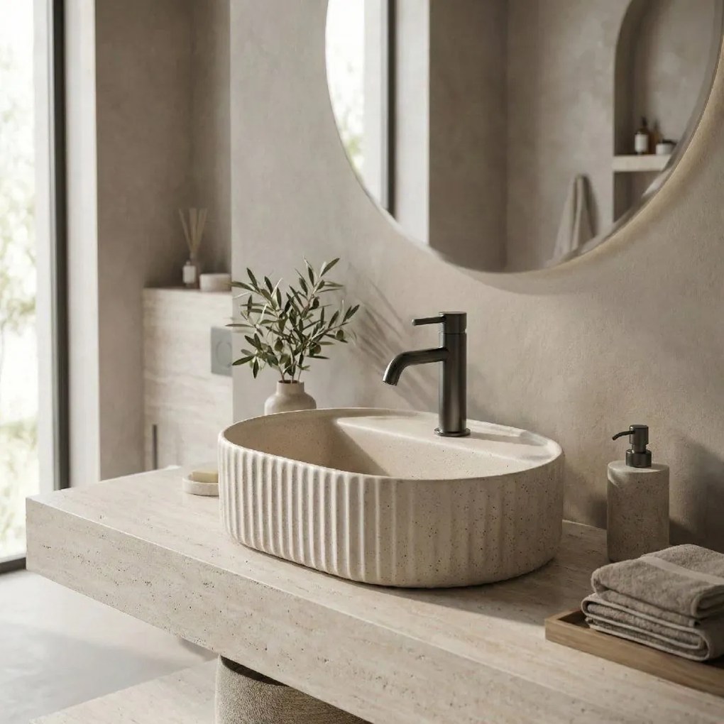 Rea Marcela Vanilla, umývadlo na dosku 500×355× 135 mm, béžová matná, REA-U3516