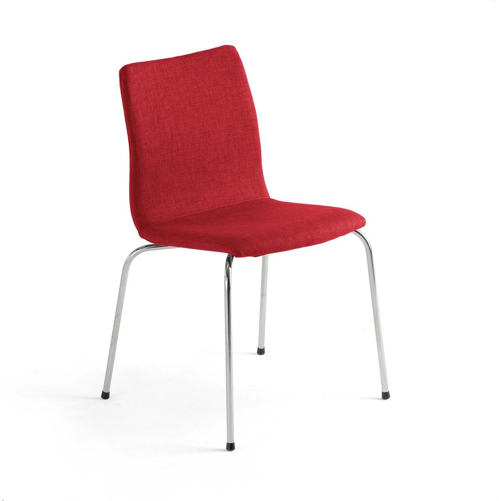 Konferenčná stolička Ottawa, červená tkanina, chróm