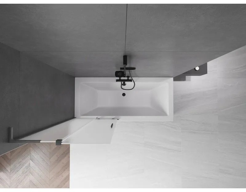 Mexen Velar L, 2-krídlová posuvná vaňová zástena 80 x 150 cm, 8mm sklo námraza, brúsený grafit, 896-080-003-31-66