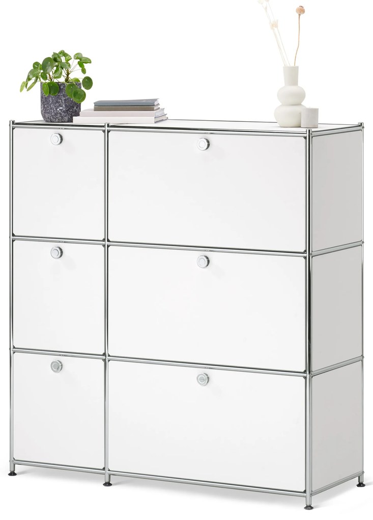 Komoda »CN3« so 6 výklopnými dvierkami, biela