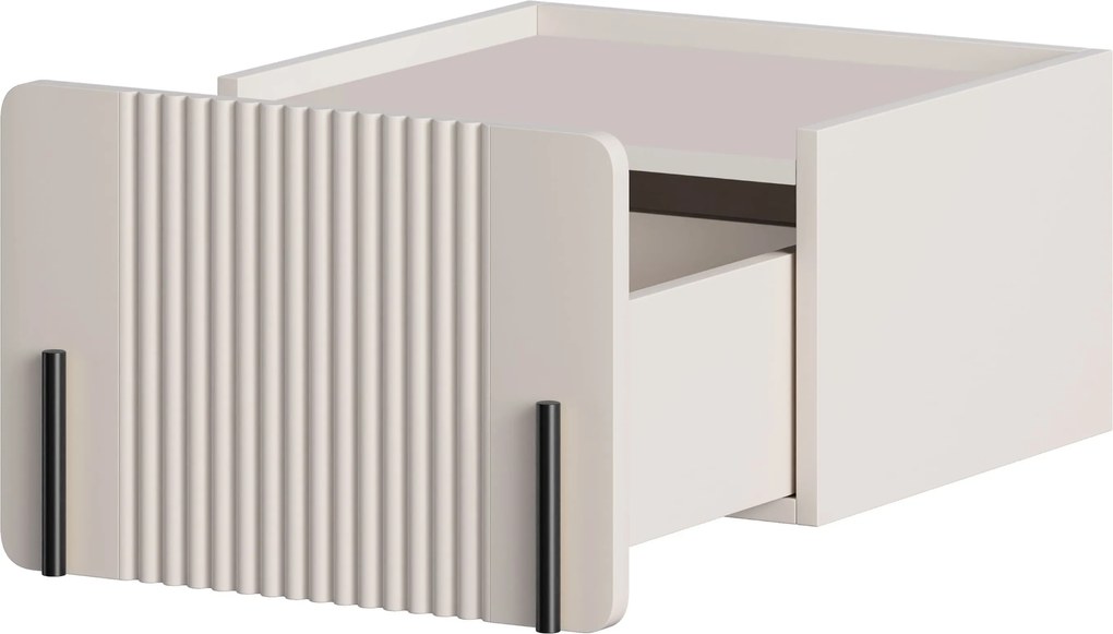 Závesný nočný stolík Malmi 45 cm so zásuvkou - kašmír / čierna