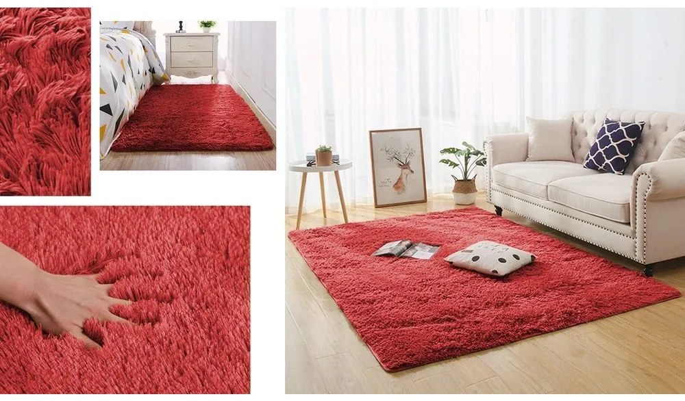 TZ Červený obdĺžnikový shaggy koberec Lana Rozmer: 80x150