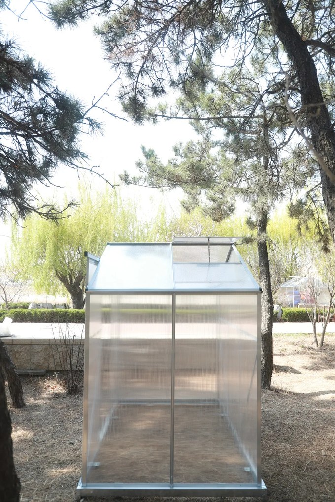 Skleník so základňou BestBerg BBGH‑406S / 2,5 m² / 130 × 190 × 194 cm / strieborná