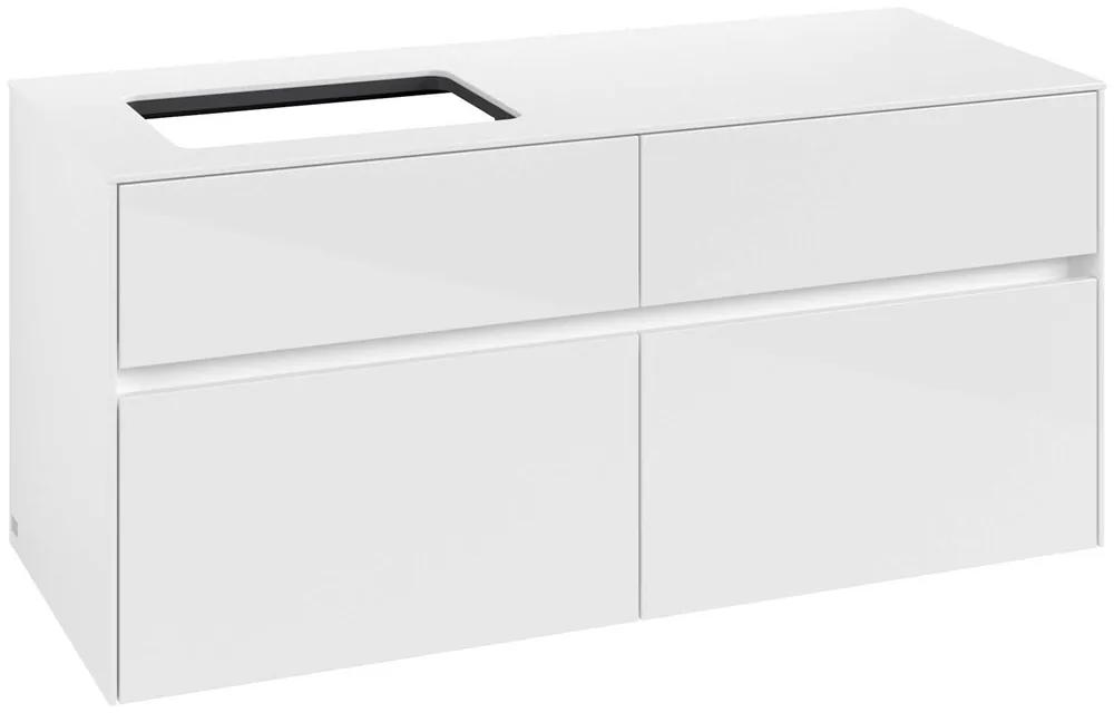 VILLEROY &amp; BOCH Collaro závesná skrinka pod umývadlo na dosku (umývadlo vľavo), 4 zásuvky, 1200 x 500 x 548 mm, Glossy White, C11300DH