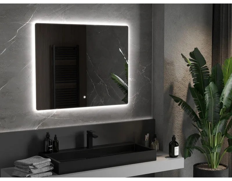 Mexen Sun, LED kúpeľňové zrkadlo s podsvietením 100x80 cm, 6000K, ochrana proti zahmlievaniu, 9807-100-080-611-00