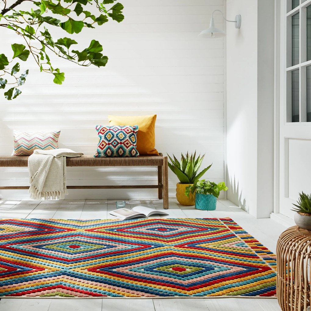 Kusový koberec Miami Bay Diamond Multi – na von aj na doma, 200x290, viacfarebná, exteriér, Flair Rugs