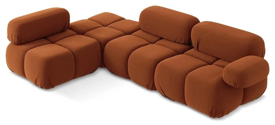 Oranžová zamatová modulárna rohová pohovka (ľavý roh) Lokua – Makamii