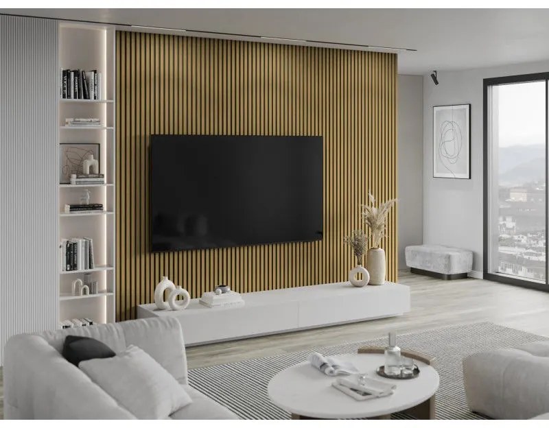 Mexen Lam-F, akustické stenové lamely 275 × 31,5 cm, filc 6 mm, dub jantárový, S105-275317-2812-073