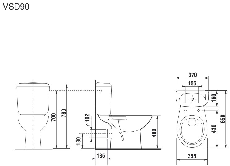 Mereo Mereo, WC kombi, zadný odpad s armatúrou, MER-VSD90 (H8602760007871)