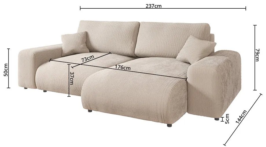 Béžová menčestrová rohová pohovka (variabilná) Justin – Ropez