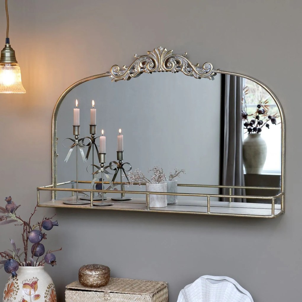 Mosazné antik nástenné zrkadlo Corinne - 85*56*16 cm