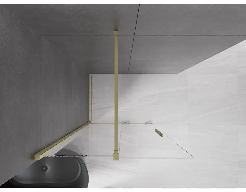 Mexen Velar, posuvné dvere do otvoru typ Walk-In 110 cm, 8mm číre sklo, zlatá matná, 871-110-000-03-55