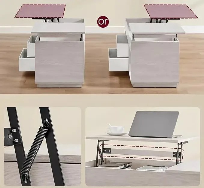 Konferenčný stolík Vasagle Uma s výsuvnou doskou 100 cm béžový