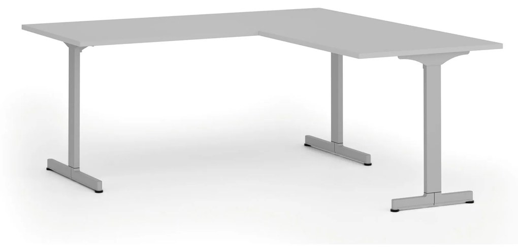 Kancelársky stôl PRIMO BETA L, 1800 x 1800 mm, sivá podnož, sivá