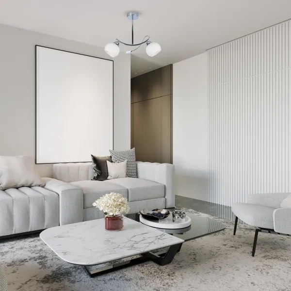 Luster na tyči CONNOR 2xE27/15W/230V lesklý chróm/biela