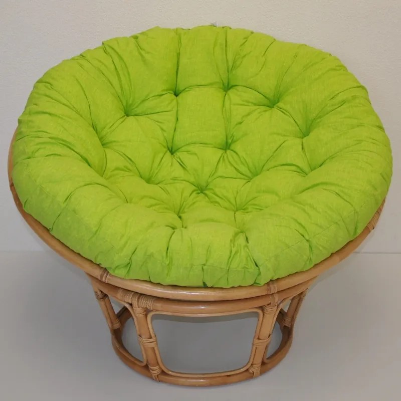 Relaxačný papasan DEMETRIA — ⌀100 cm, ratan, látka, medová / viac farieb Biela