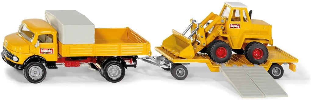SIKU Super – súprava Mercedes-Benz 710 prevážajúca nakladač 411 Bölling, 1:50