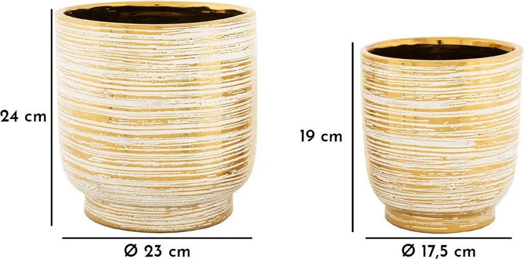 Sada 2 ks obalů na květináč Melody zlato-bílá