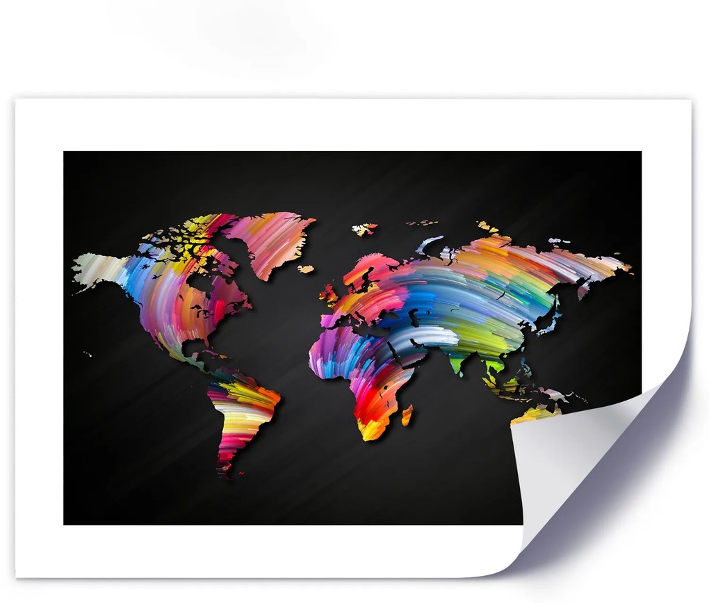 Gario Plagát Mapa sveta v rôznych farbách Farba rámu: Bez rámu, Rozmery: 60 x 40 cm