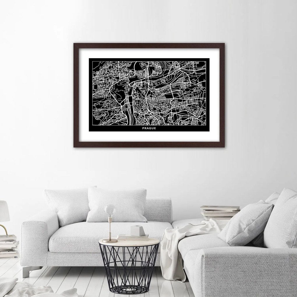 Gario Plagát City plan Prague Farba rámu: Bez rámu, Rozmery: 90 x 60 cm