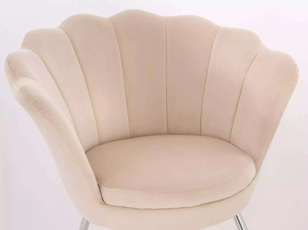 LuxuryForm DESIGN Kreslo FREY VELUR so striebornými nohami - krémové