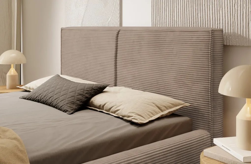 Posteľ Inez 180x200 cm, svetlo hnedá štrukturovaná látka