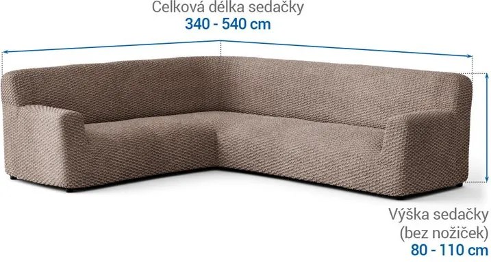 Bielastické poťahy MOSAICO orieškové rohová sedačka (š. 350 - 530 cm)