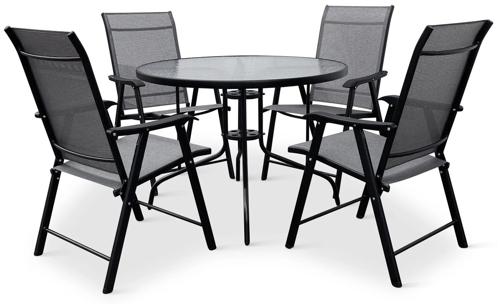Záhradný jedálenský set Capri 100 cm + 4x kovová stolička Solano