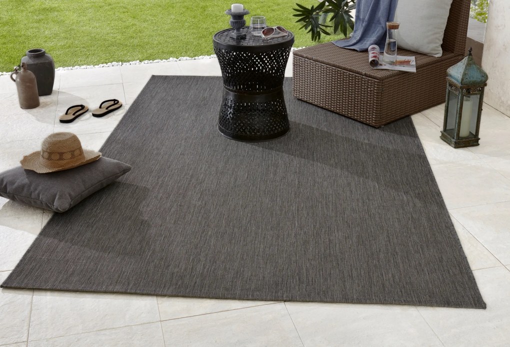 Hanse Home, Kusový koberec Meadow 102729 Anthracite – na von aj na doma, 200x290, šedá, chodba / predsieň