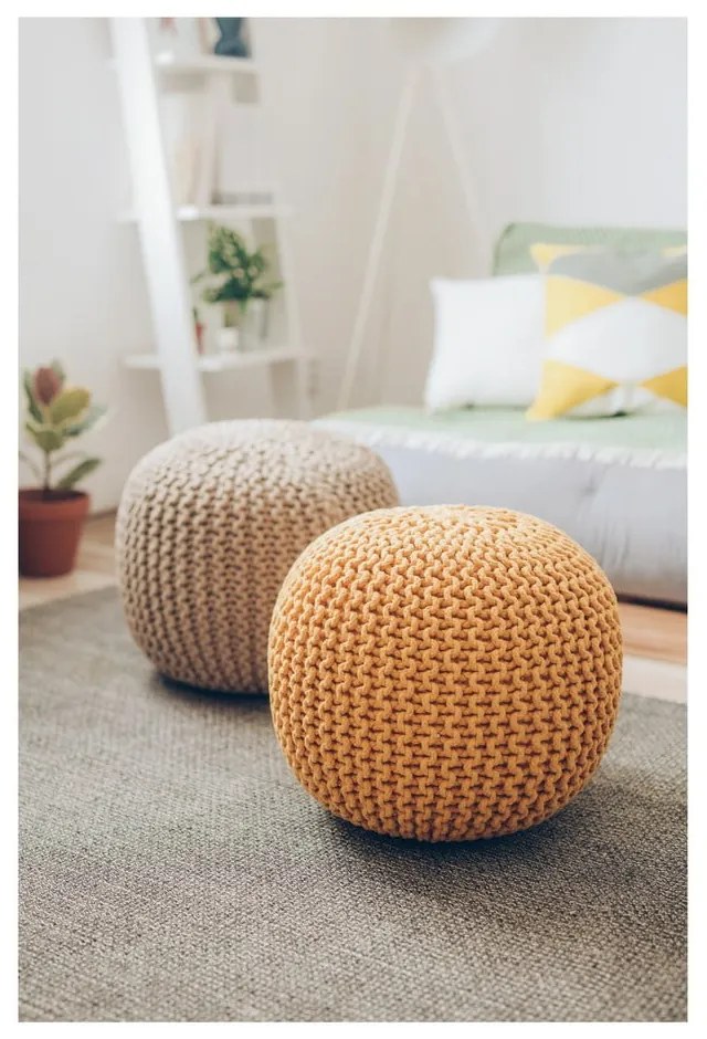 Pieskovohnedý puf na sedenie Bonami Essentials Jagger
